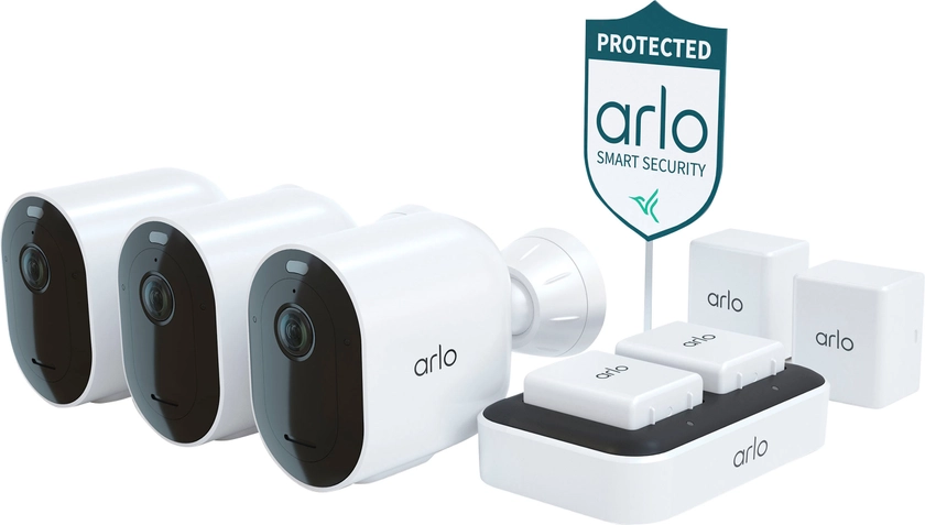 Arlo Pro 5S 2K 3 Camera Indoor/Outdoor Wire Free Spotlight Security Camera Bundle White VMC4360P-1BYNAS - Best Buy