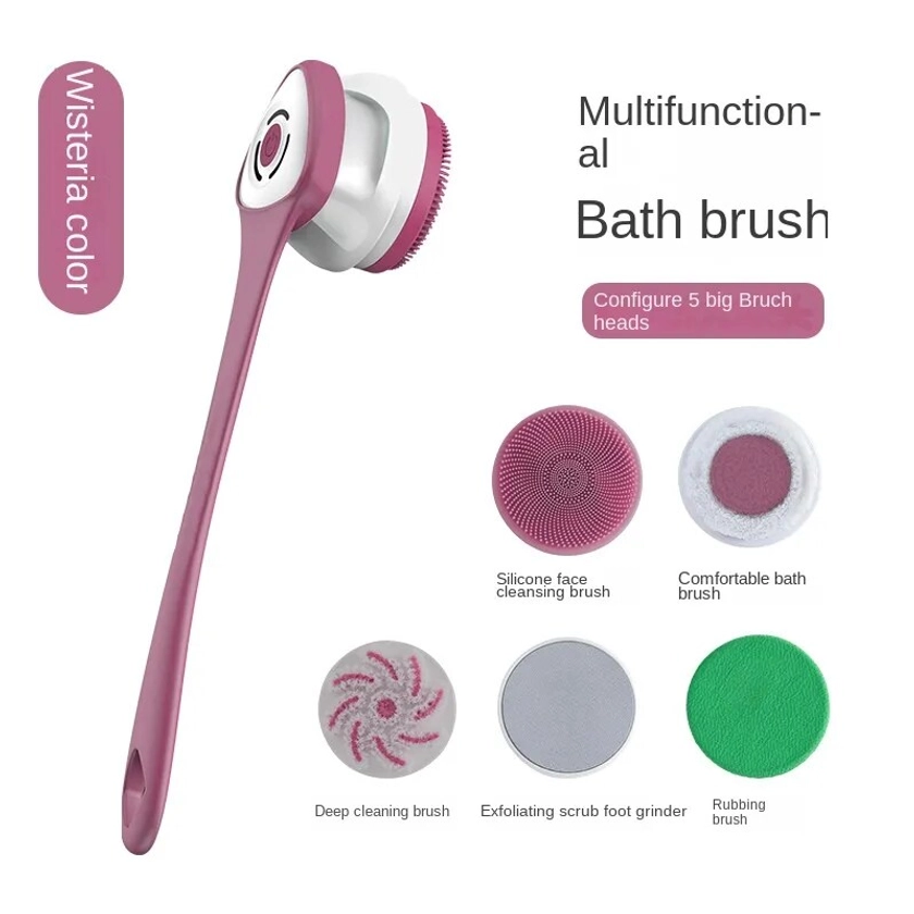 Silicone Body Scrubber Electric Shower Brush Cordless USBcharge Bath Washing Silicon Back Massage Foot Exfoliating Skin Friendly