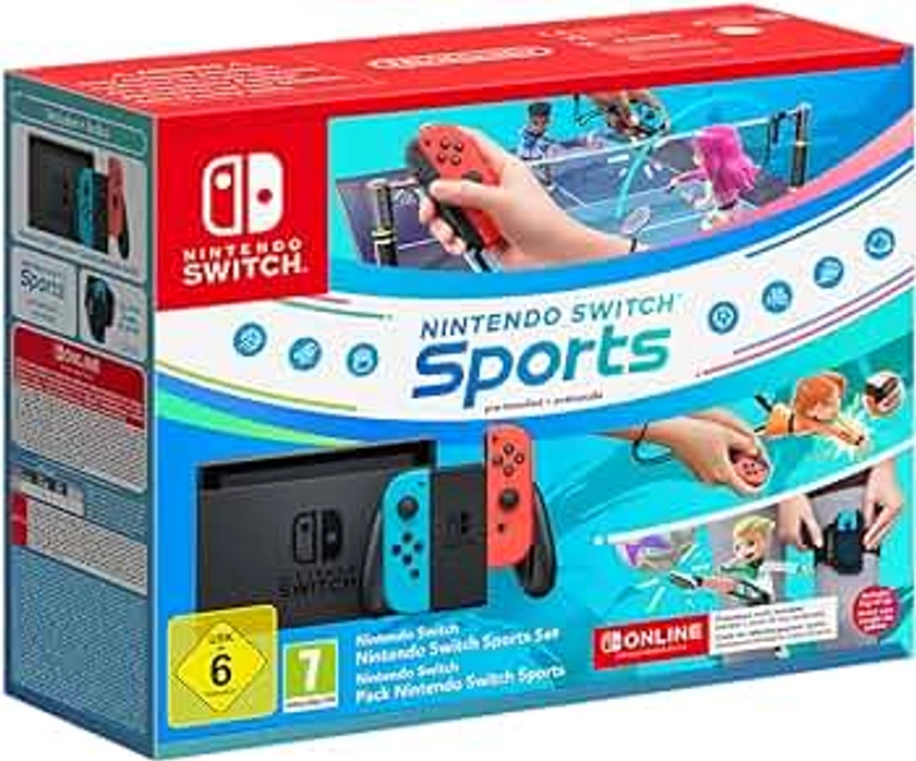 Nintendo Console Switch + Switch Sports Set Switch Sports preinstallato, fascia per la gamba, 3 mesi Switch Online