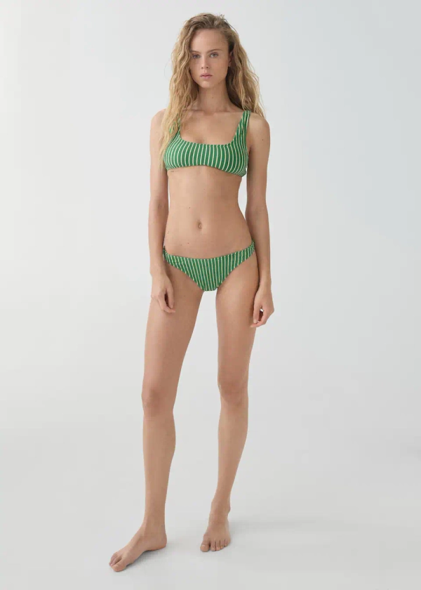 Culotte bikini texturée rayures - Femme | Mango France