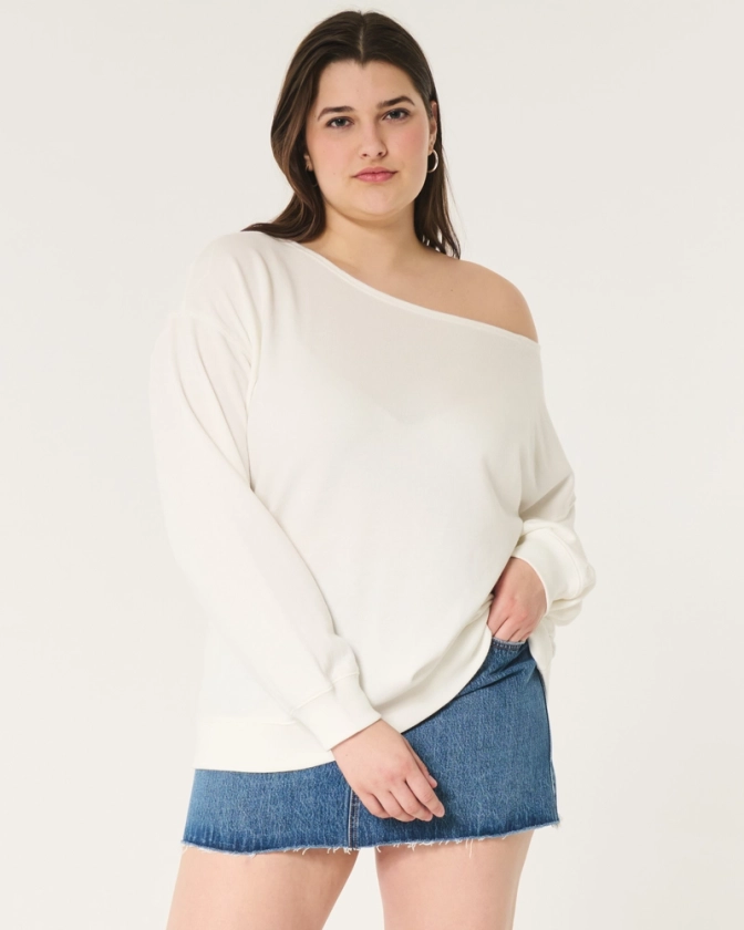 Women's Oversized Off-the-Shoulder Sweatshirt | Women's Clearance | HollisterCo.com