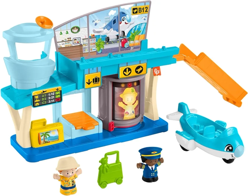 Fisher-Price Little People Toddler Toys Everyday Adventures Airport Playset with Airplane for Preschool Pretend Play Ages 1+ Years, HTJ26