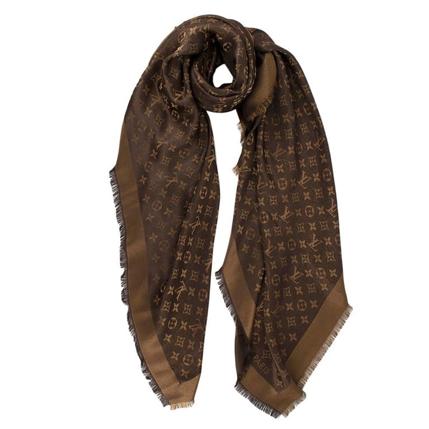 Louis Vuitton Brown & Gold Monogram Shine Shawl