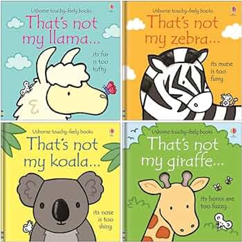 Usborne Touchy-Feely Thats Not My Zoo Collection 4 Books Set (That's Not My Llama, That's Not My Zebra, That's Not My Koala, That's Not My Giraffe)