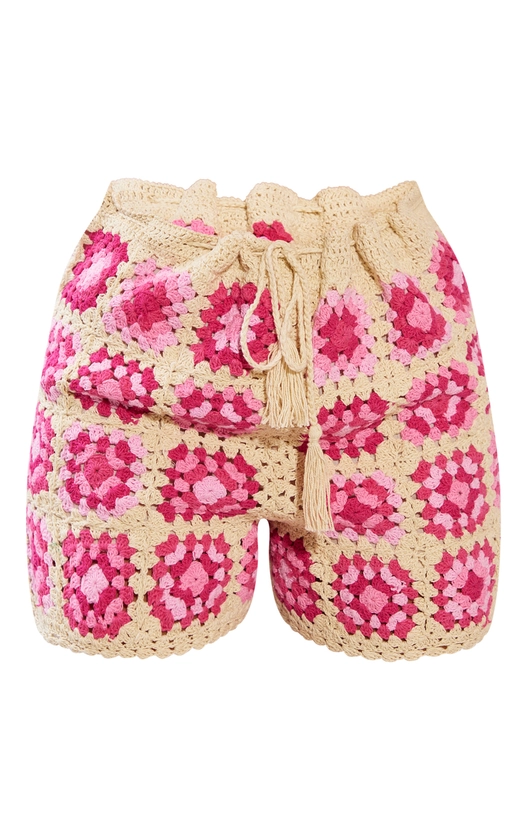 Petite Bright Pink Crochet Shorts | Petite