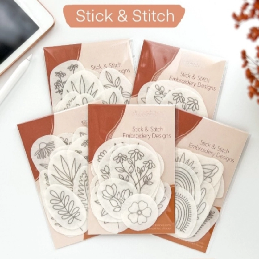 Water Soluble Botanical Hand Embroidery Pattern-25 PCS