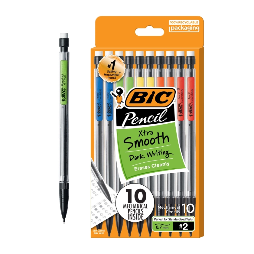 BIC Xtra-Smooth Mechanical Pencils, 0.7mm Point, 10-Count Pack, Mechanical Pencils for School