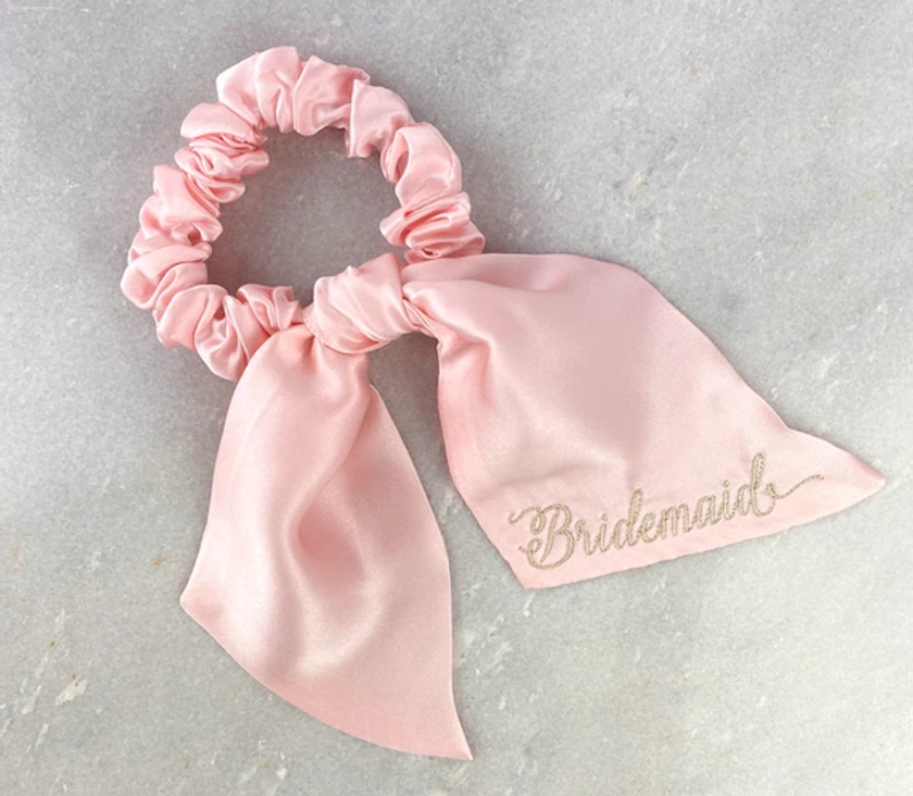 Personalised Silk Scrunchie | Luxury Bridesmaid Gift | Bride To Be Gift | Personalised Birthday Gift  | Silk Hair Tie | Custom Hair Band
