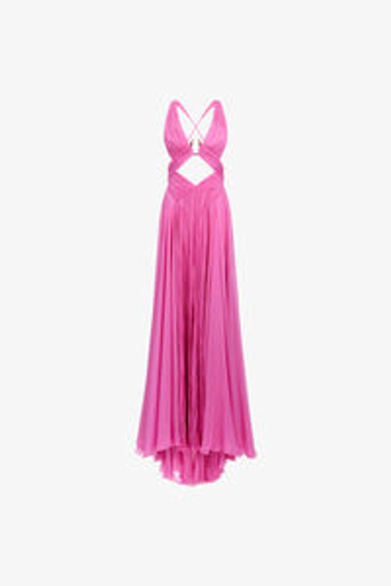 Long dress with cut out | Fuchsia | Femme | Roberto Cavalli FR