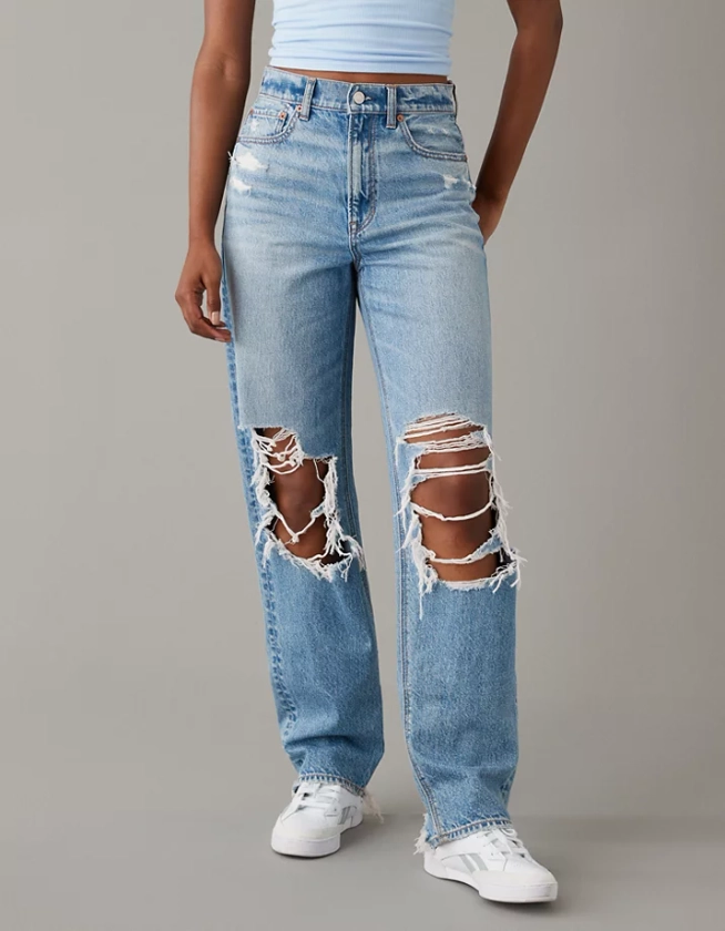 AE Strigid Ripped Highest Waist Baggy Straight Jean