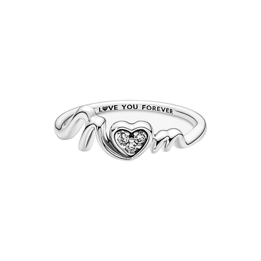 S925 Sterling Silver Mum Heart LOVE YOU FOREVER Finger Ring Jewellery Gift