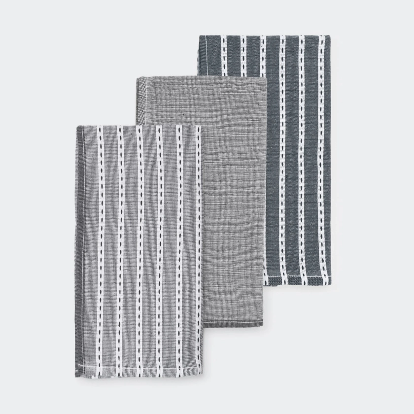 3 Pack Grey Chambray Extra Large Tea Towels
