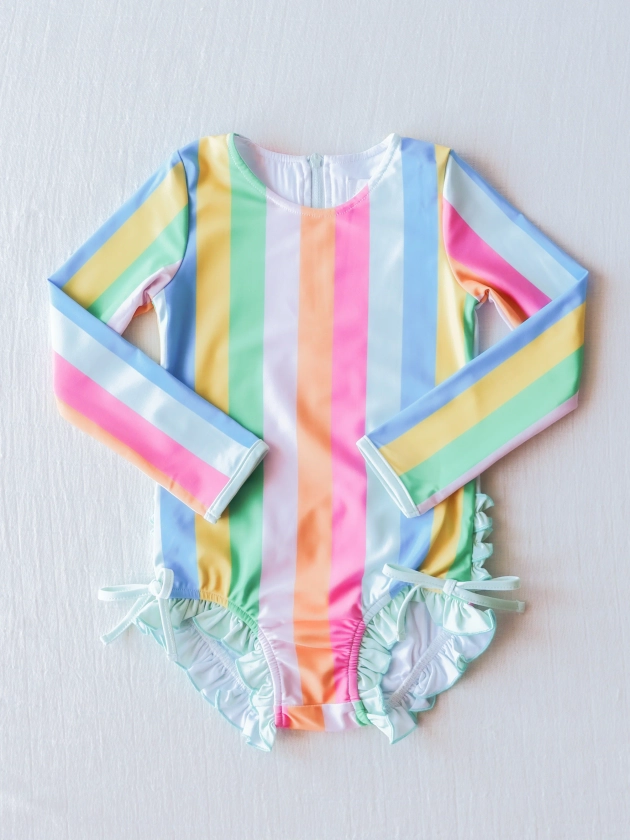 Solid Rash Guard - Rainbow Stripes