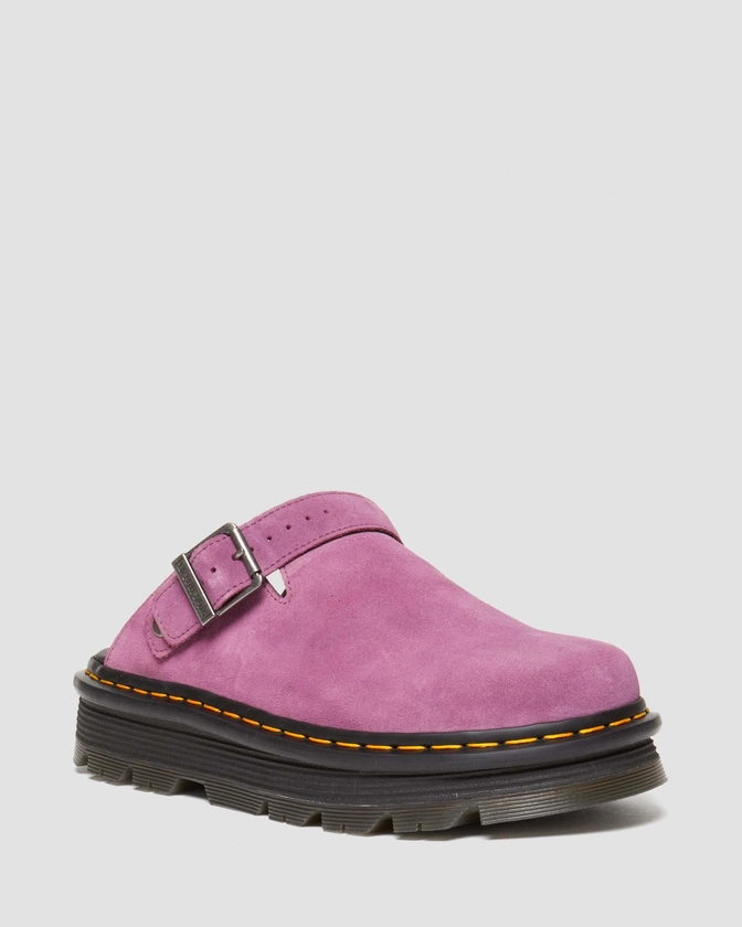 Zebzag Suede Casual Slingback Platform Mules in Muted Purple | Dr. Martens