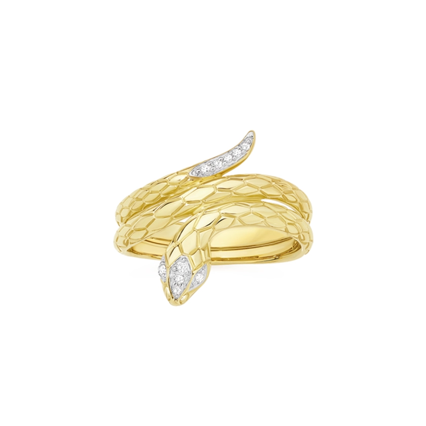 9ct Gold Diamond Snake Ring | Prouds