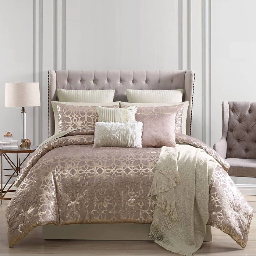 Amazon.com: Riverbrook Home 100% Polyester Comforter Set, Queen, Shea - Blush, 10-Piece Set : Home & Kitchen