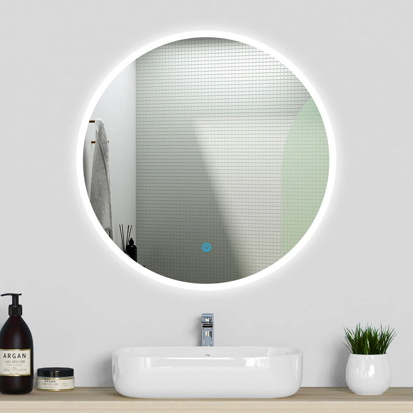 Ocean Miroir lumineux rond, l.60 x H.60 cm, Miroir LED avec antibuée | Leroy Merlin