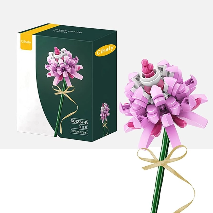 Flower Bouquet Building Blocks Kits Trifolium 601234-B, Artificial Flowers Building Project to Release Stress and Focus The Mind, for Birthday Gifts to Adults/Teens(100+ Pieces)