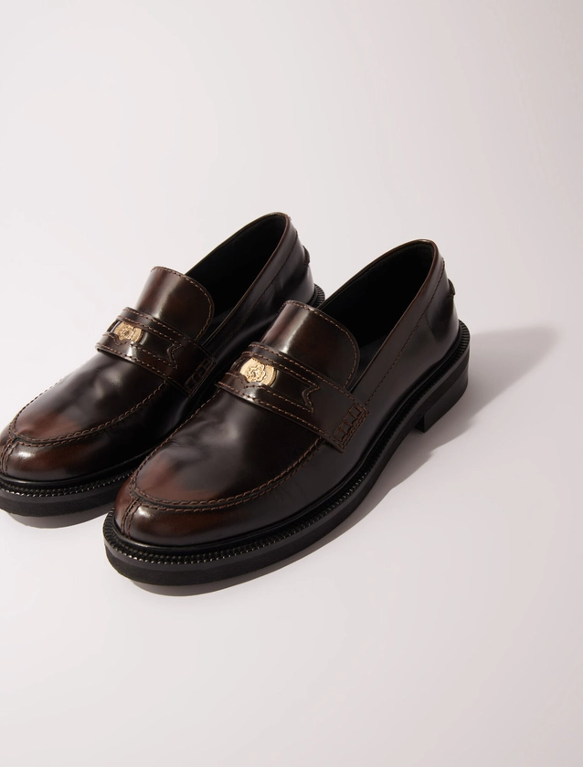 Brushed leather loafers