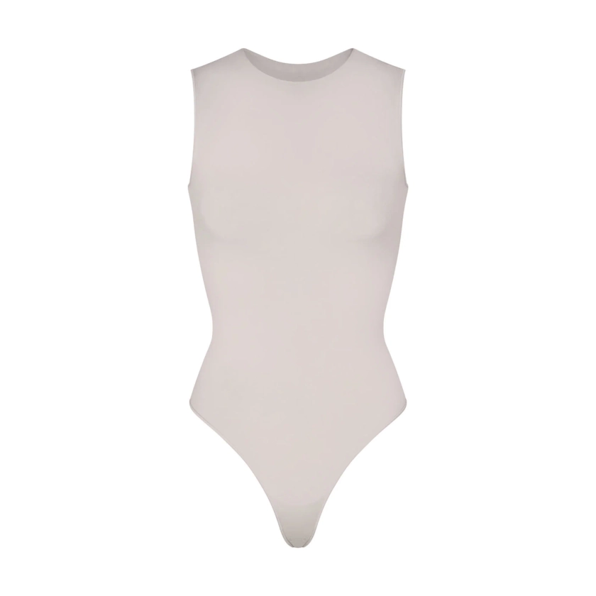 ESSENTIAL CREW NECK SLEEVELESS BODYSUIT | STONE