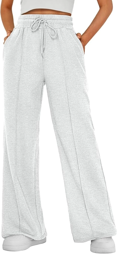 AUTOMET Womens Wide Leg Sweatpants High Waisted Baggy Pants Drawstring Athletic Joggers