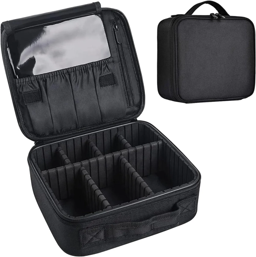 Buy House of Quirk Makeup Cosmetic Storage Case with Adjustable Compartment - Black(25x22x9cm) Online at Low Prices in India - Amazon.in