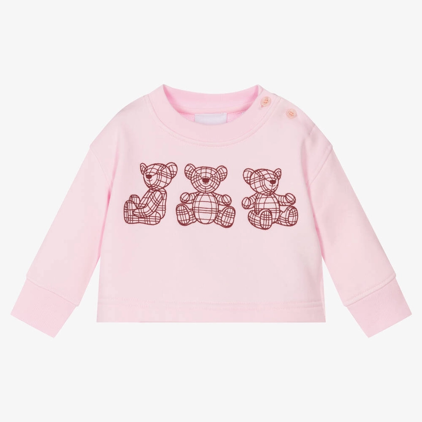 Baby Girls Pink Bear Sweatshirt