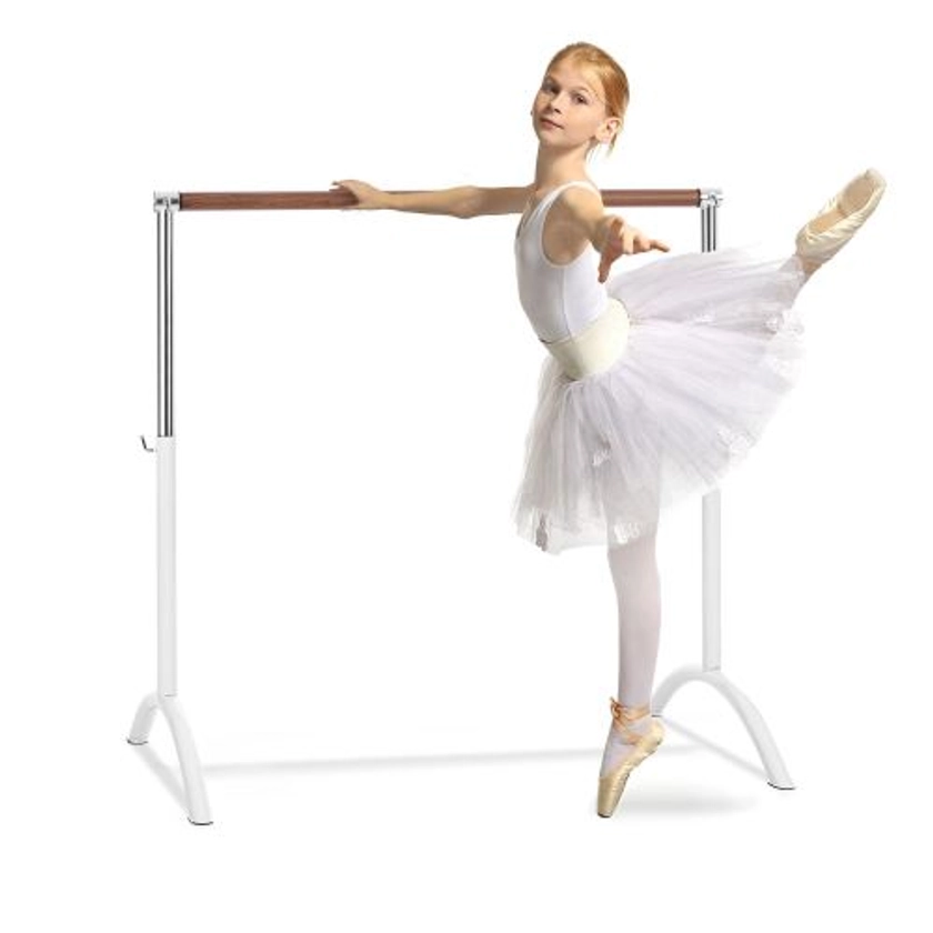 Klarfit Bar Lerina Barre de ballet autoportante Ø 38 mm- Hauteur réglable entre 70 et 113cm- Blanche