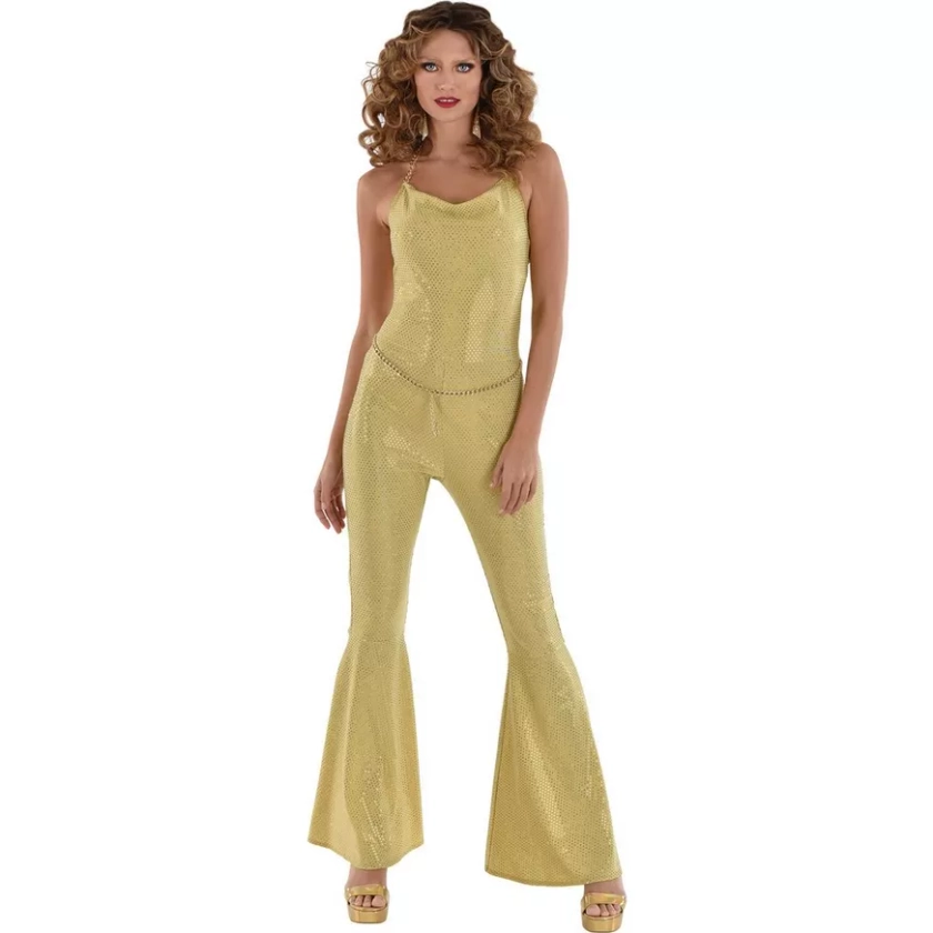 Adult Metallic Gold Disco Jumpsuit