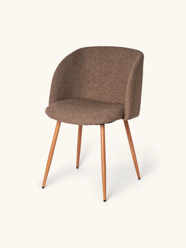 Fauteuil en tissu bouclé | Fer/polyester/polyuréthane. 50 x 42,5 x 81 cm.