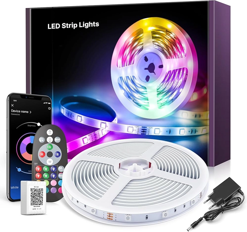 Mexllex Ruban LED 30M, Led Chambre Bleutooth Bande Led Multicolore,RGB Lumiere Led avec Télécommande,Contrôlé par APP du Smartphone, pour Chambre, Maison Cuisine, Mariage, Fête