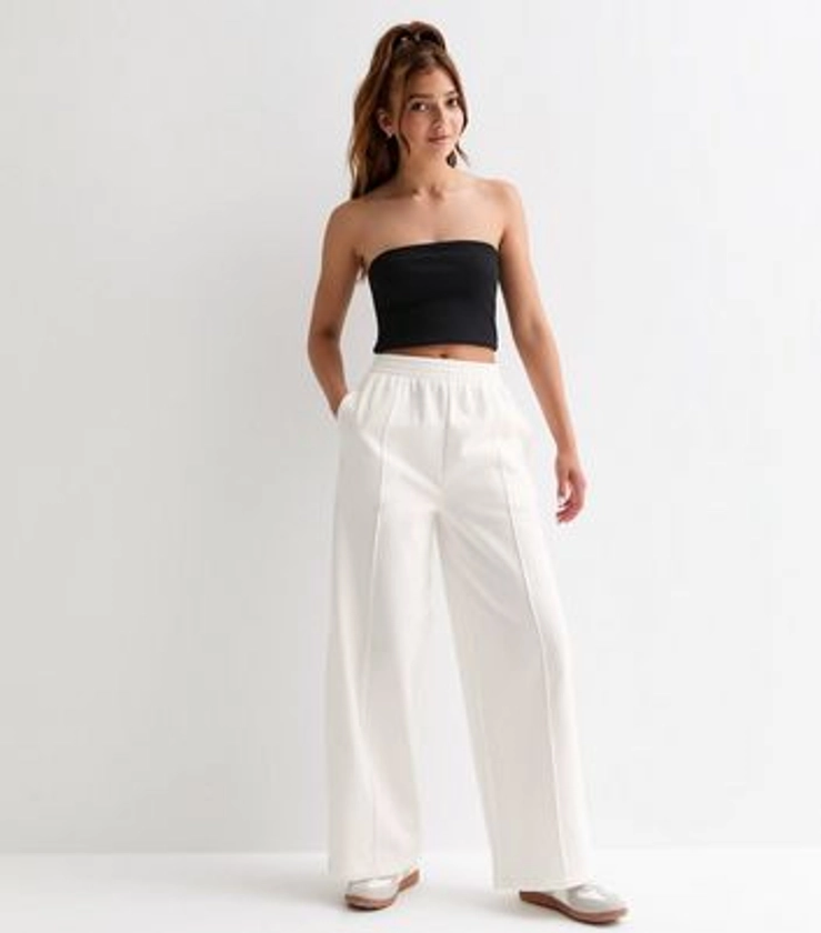 Girls Off White Wide Leg Joggers