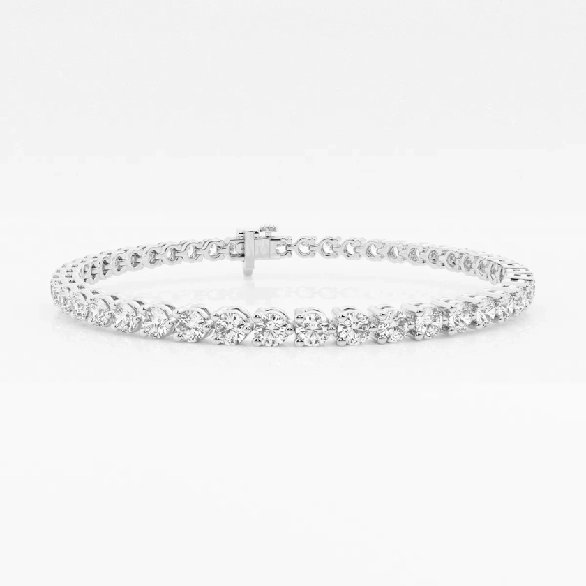 5 ctw Round Lab Grown Diamond Three-Prong Tennis Bracelet - 6 Inches - Grownbrilliance