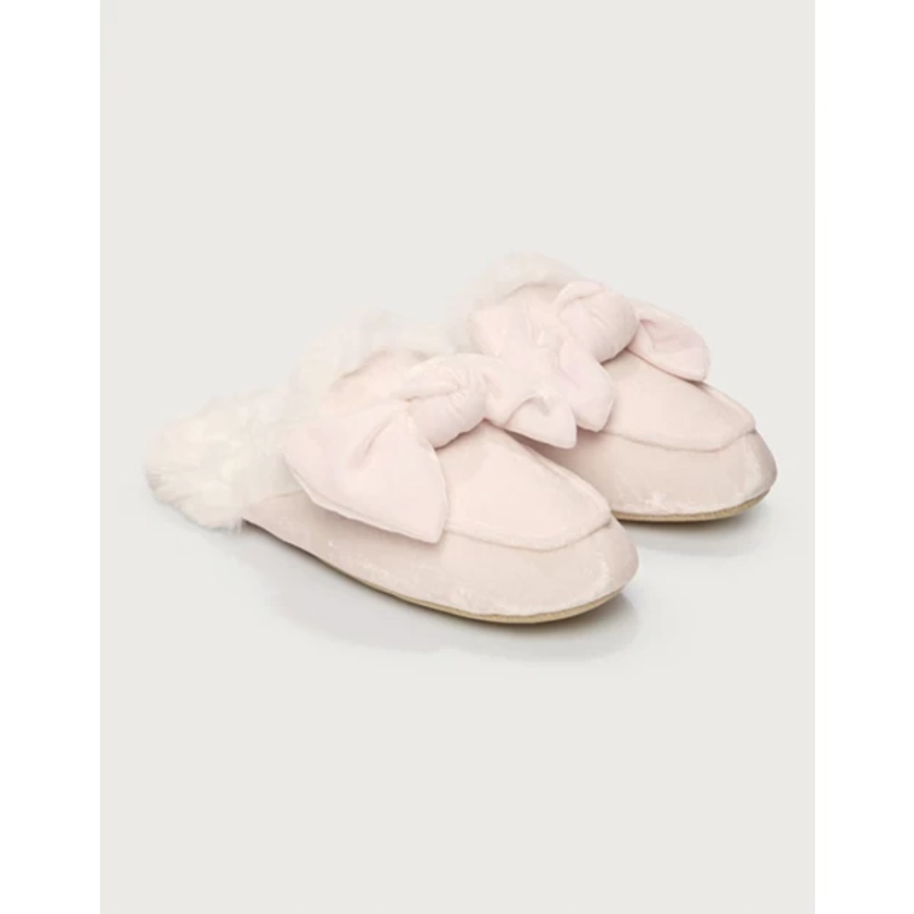 Velvet Bow Slider Slippers | Slippers, Socks & Sleep Accessories | The White Company