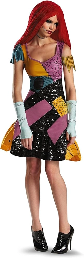 Amazon.com: Disguise Tim Burtons The Nightmare Before Christmas Sally Glam Adult Costume,Yellow/Black/Purple,Medium/8-10 : Clothing, Shoes & Jewelry