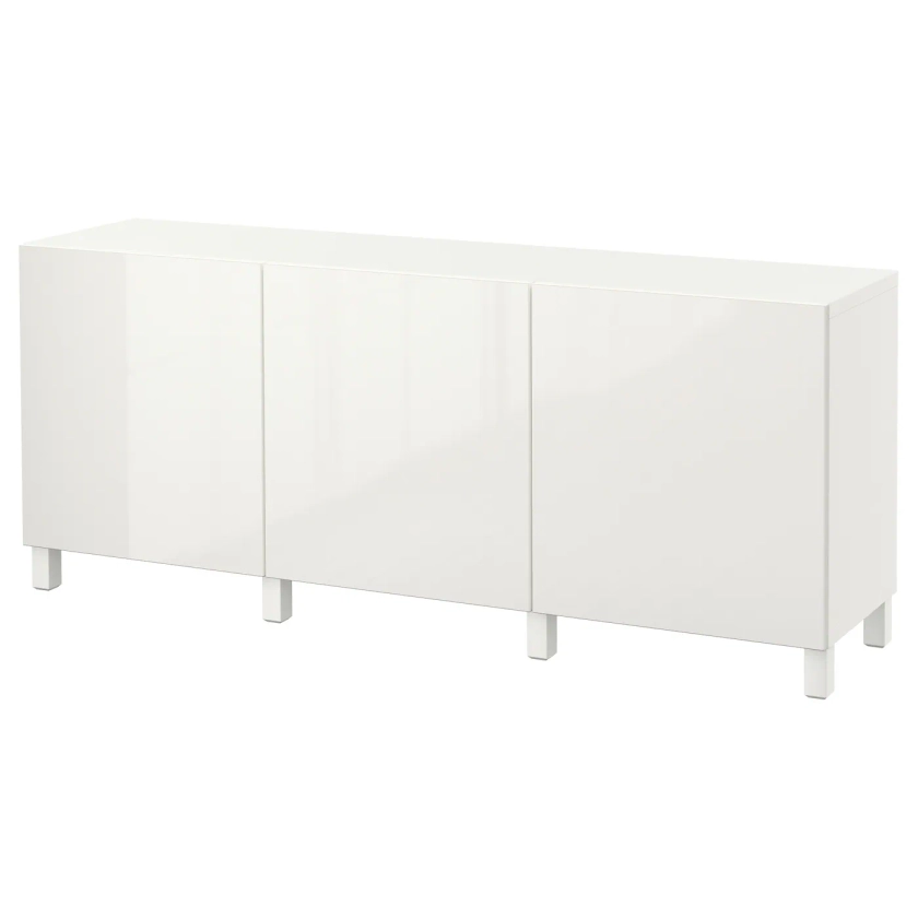 BESTÅ storage combination with doors, white/Selsviken/Stubbarp high-gloss/white, 707/8x161/2x291/8" - IKEA