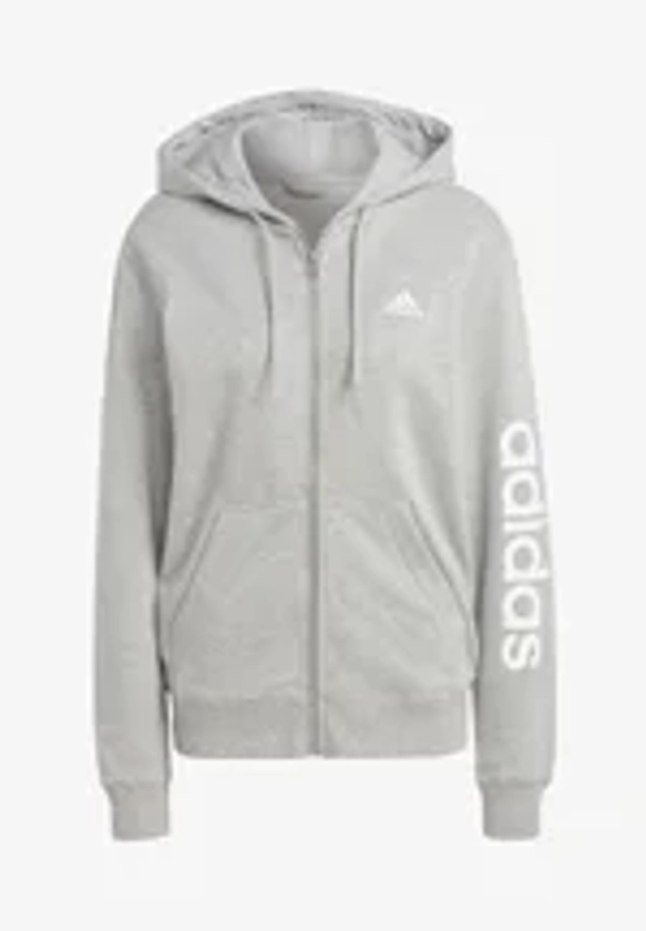 adidas Sportswear ESSENTIALS LINEAR - Sweat zippé - medium grey heather white/gris - ZALANDO.FR