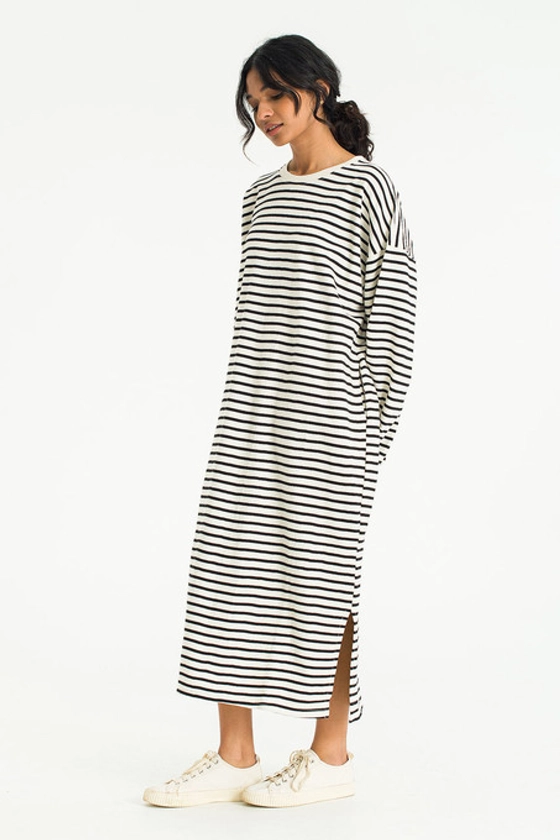 Oversized Stripe Maxi Dress, Ivory