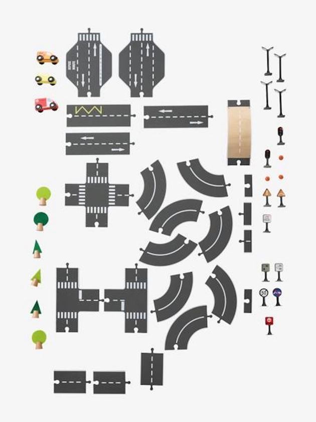 Circuit de voitures en bois FSC® multicolore - Vertbaudet