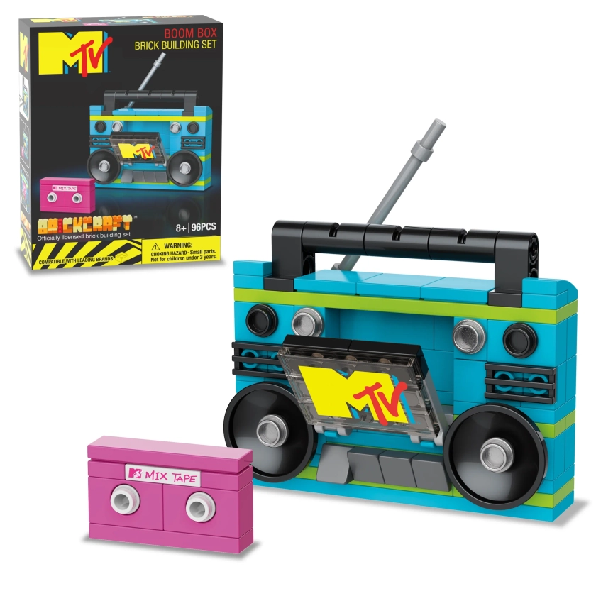 Brickcraft MTV Retro Builds: Blue Boom Box Brick Building Kit (96-Piece Set), Nostalgic Home Décor Display, Creative Building Toy, Unique Collectible Gift Idea for Men or Women - Walmart.com