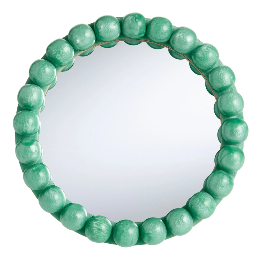 Round Jade Green Bead Retro Mini Wall Mirror - World Market