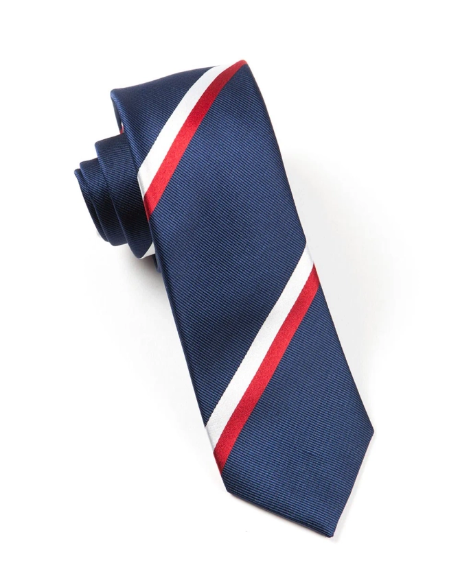 Ad Stripe Classic Navy Tie | Silk Ties | Tie Bar