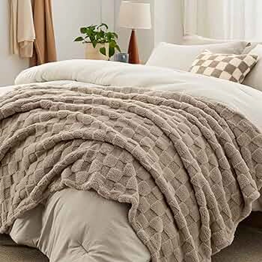 Bedsure King Size Comforter Set 5 Pieces - Bed in a Bag with Throw Blanket and Decorative Pillow, Lightweight Comforter King Size, All Season Boho Bedding Sets (Linen Beige, 104" x 90")