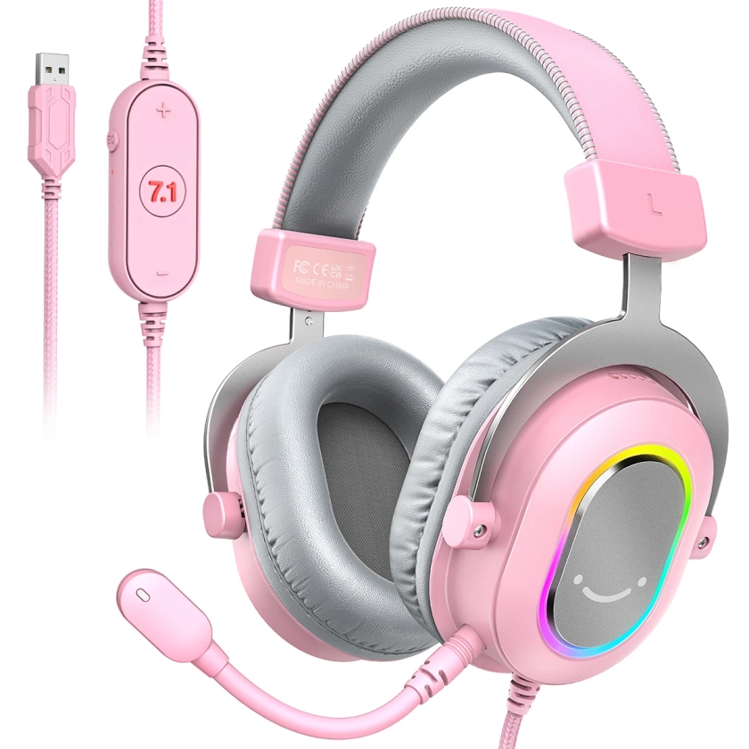 FIFINE-Casque de jeu avec son surround RVB/7.1, micro, contrôle de ligne, USB, supra-auriculaire, sauna, téléphone pour gamer, PC, PS4, PS5, Ampligame H6P - AliExpress