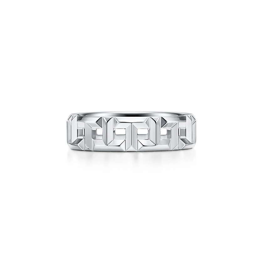 Tiffany T True wide ring in 18k white gold, 5.5 mm wide.| Tiffany & Co.