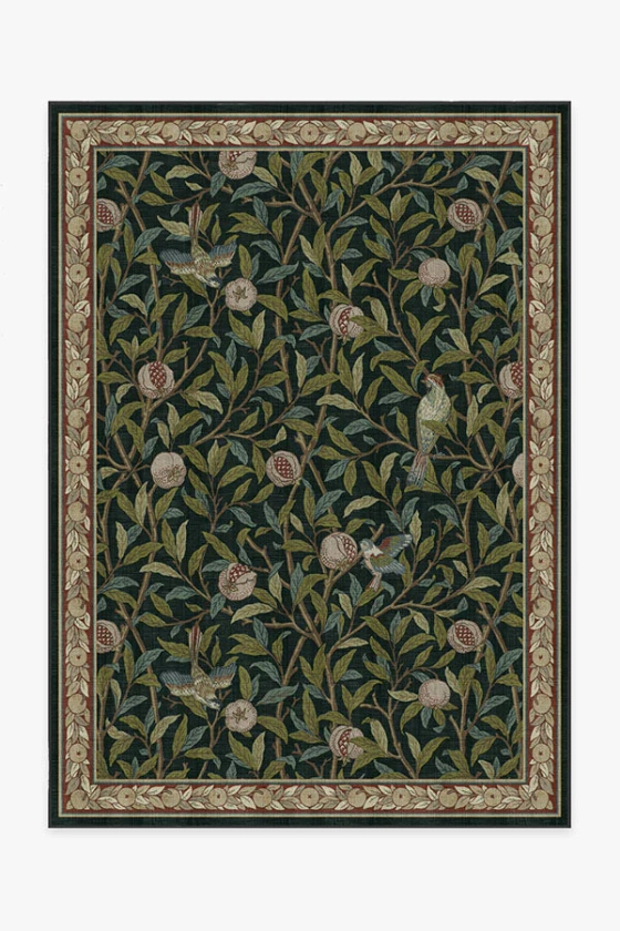 Morris & Co. Bird & Pomegranate Teal Green Tufted Rug | Ruggable