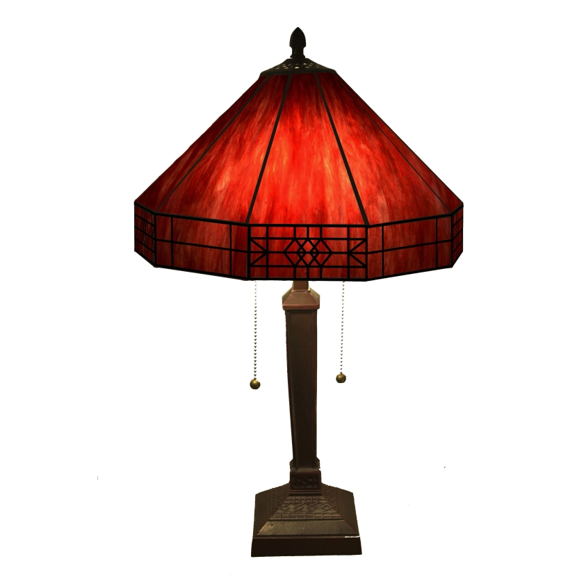Maeve Tiffany-style 2-light Red Table Lamp