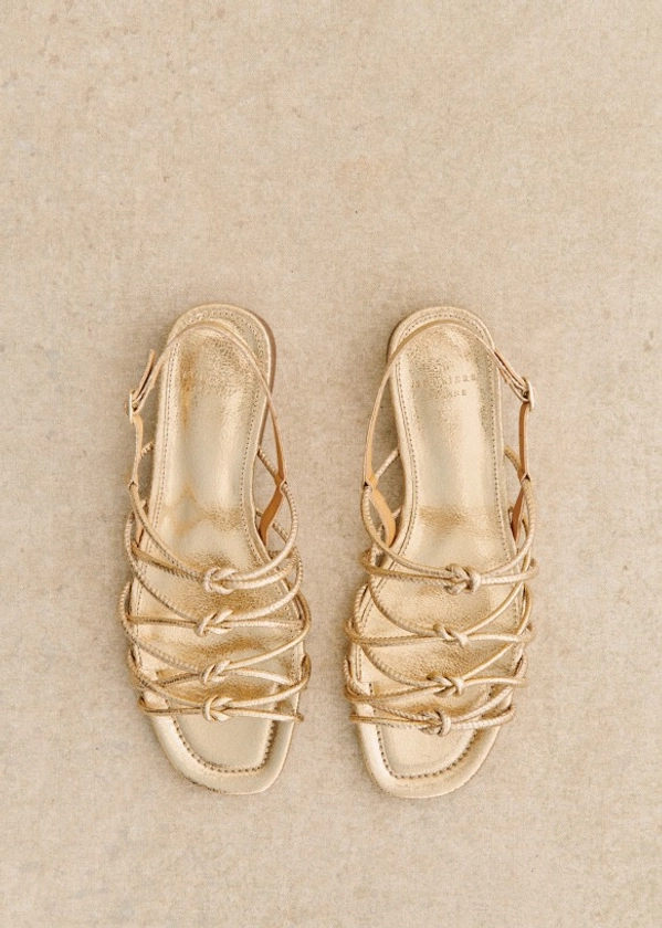 Elsie Low Sandals - Smooth Gold - Metallic-effect goatskin leather - Sézane