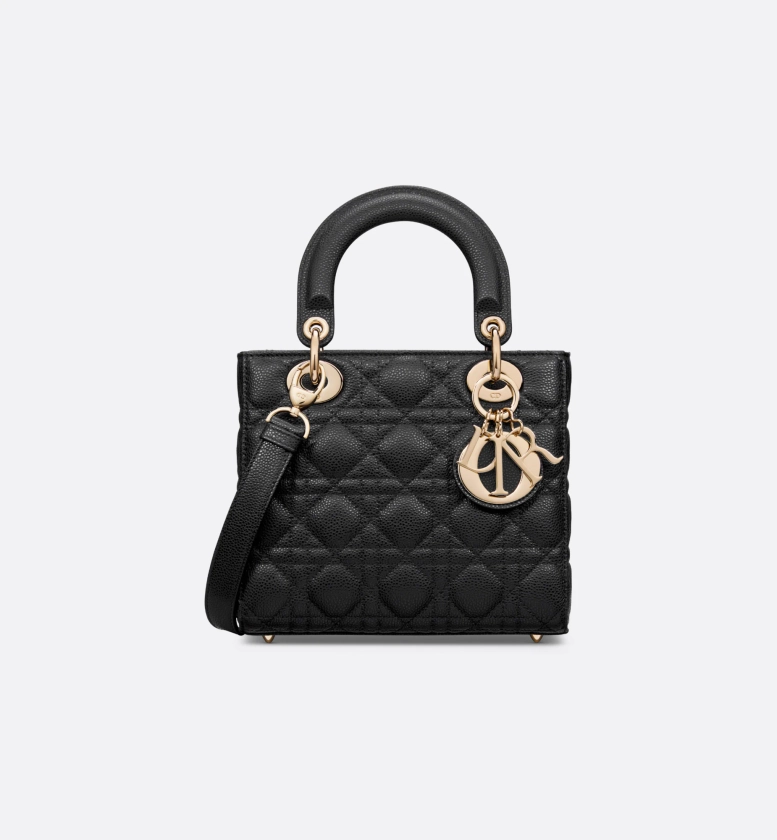 Small Lady Dior Bag Black Grained Cannage Calfskin | DIOR