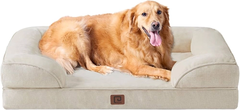 Amazon.com : EHEYCIGA Orthopedic Dog Beds for Extra Large Dogs, Waterproof Memory Foam XL Dog Bed with Sides, Non-Slip Bottom and Egg-Crate Foam Big Dog Couch Bed with Washable Removable Cover, Beige : Pet Supplies